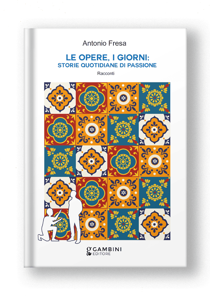 book cover for Gambini, oriental colored tiles in white background