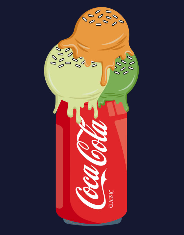 Coca Cola Ice Cream, editorial illustration digital art delicious cookie by marti menta